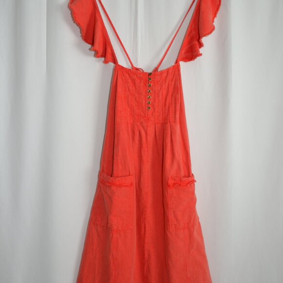 Pilcro Anthropologie Coral Flutter sleeve Linen blend Midi Dress w/pockets XS - Picture 4 of 11